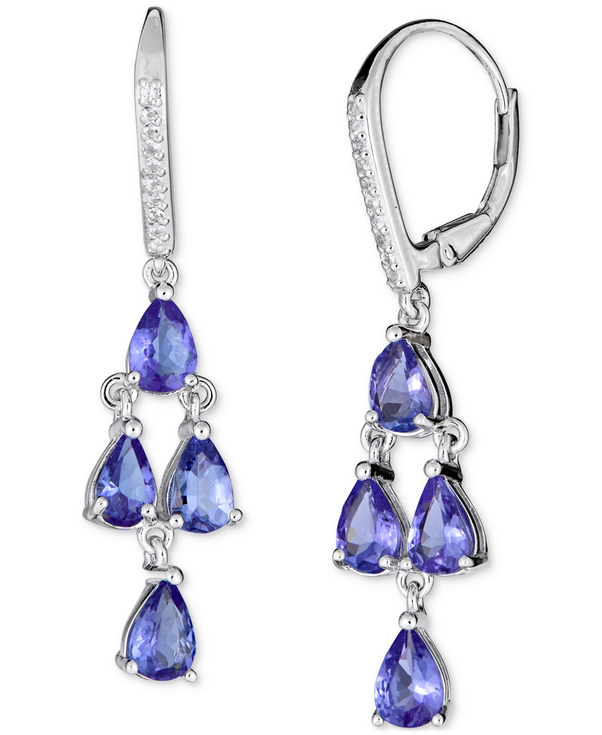 Macy's Tanzanite (3 Ct. T.w.) & White Sapphire (1/10 Ct. T.w.) In Sterling Silver, Also In Emerald, Ruby Or In Purple