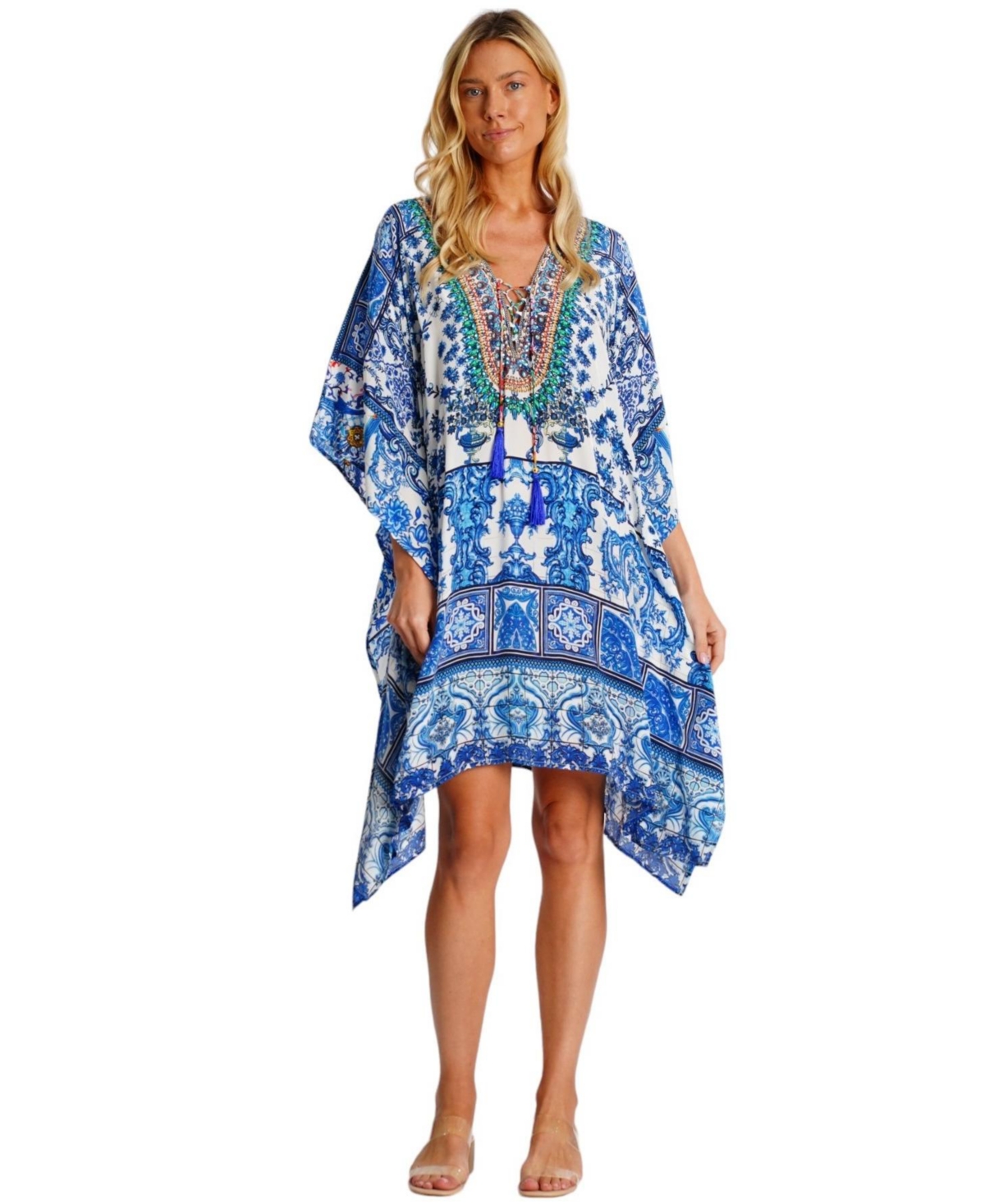 Women's Short regular kaftan - Blue