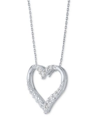 Diamond Heart 18" Pendant Necklace (3/4 ct. t.w.) in 10k White Gold