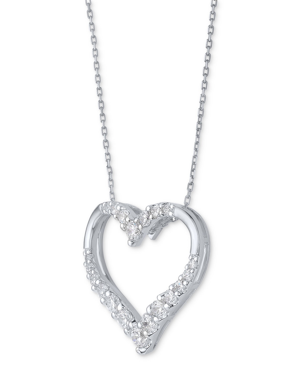 Macy's Diamond Heart 18" Pendant Necklace (3/4 Ct. T.w.) In 10k White Gold In Gold