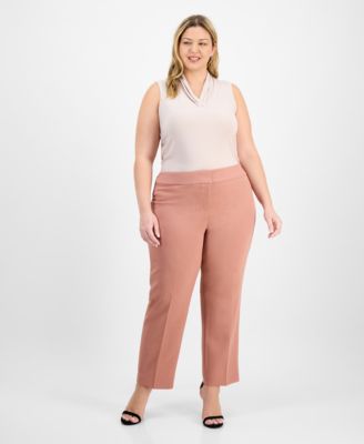 Kasper - Plus Size High-Rise Slim-Leg Pants