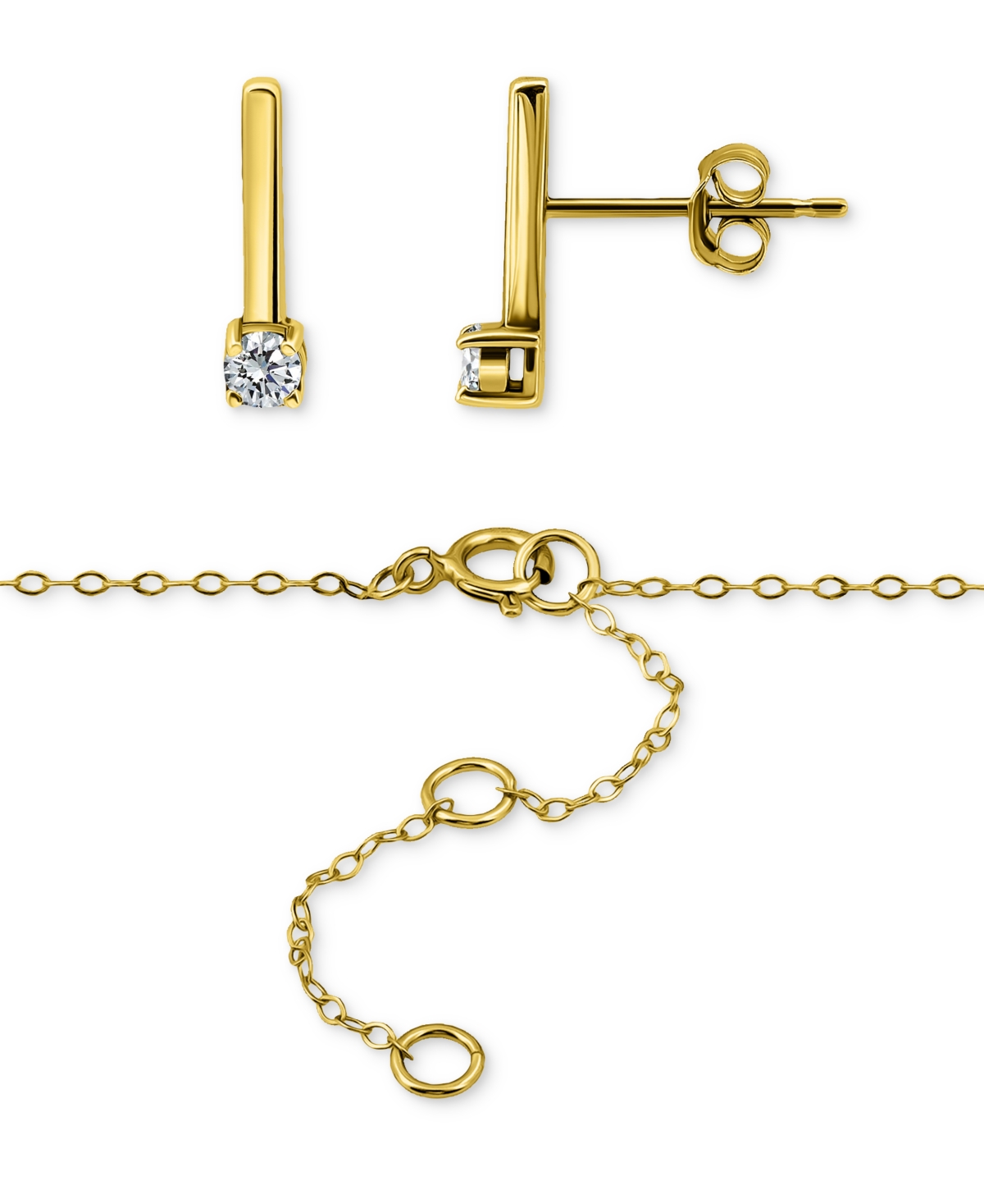 Giani Bernini Cubic Zirconia Bar Statement Necklace & Drop Earrings Set In 18k Gold Over Sterling Silver (also In  In Gold