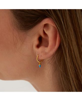 Turquoise Spike Pave Hoop Drop Earring