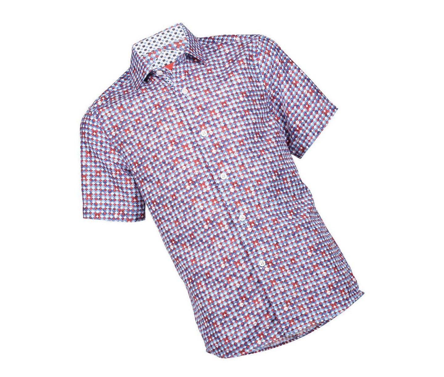 Рубашка Elie Balleh Blue Short Sleeve Circle Diamond Multicolor Slim Fit Shirt для мальчиков, цвет: Синий — фото 2