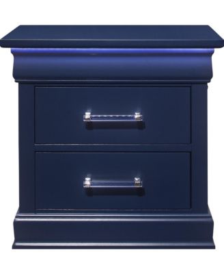 Solid Wood Nightstand with Two Drawers and Built-In Light for Bedroom