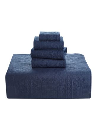 Grid Embossed 5-Pc. Quilt Set, King/California King