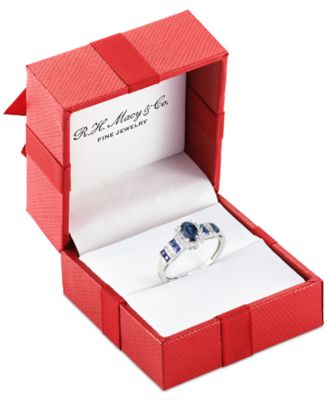 Sapphire (1 ct. t.w.) & Diamond (1/8 ct. t.w.) Ring (Also in Emerald & Ruby) in 14k Gold