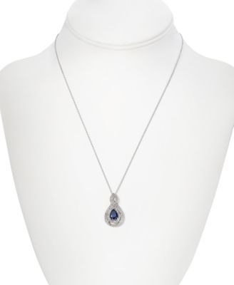 Sapphire (1-1/4 ct. t.w.) & Diamond (1/4 ct. t.w.) 18" Pendant Necklace in 14k White Gold (Also available in Tanzanite, Emerald and Ruby)