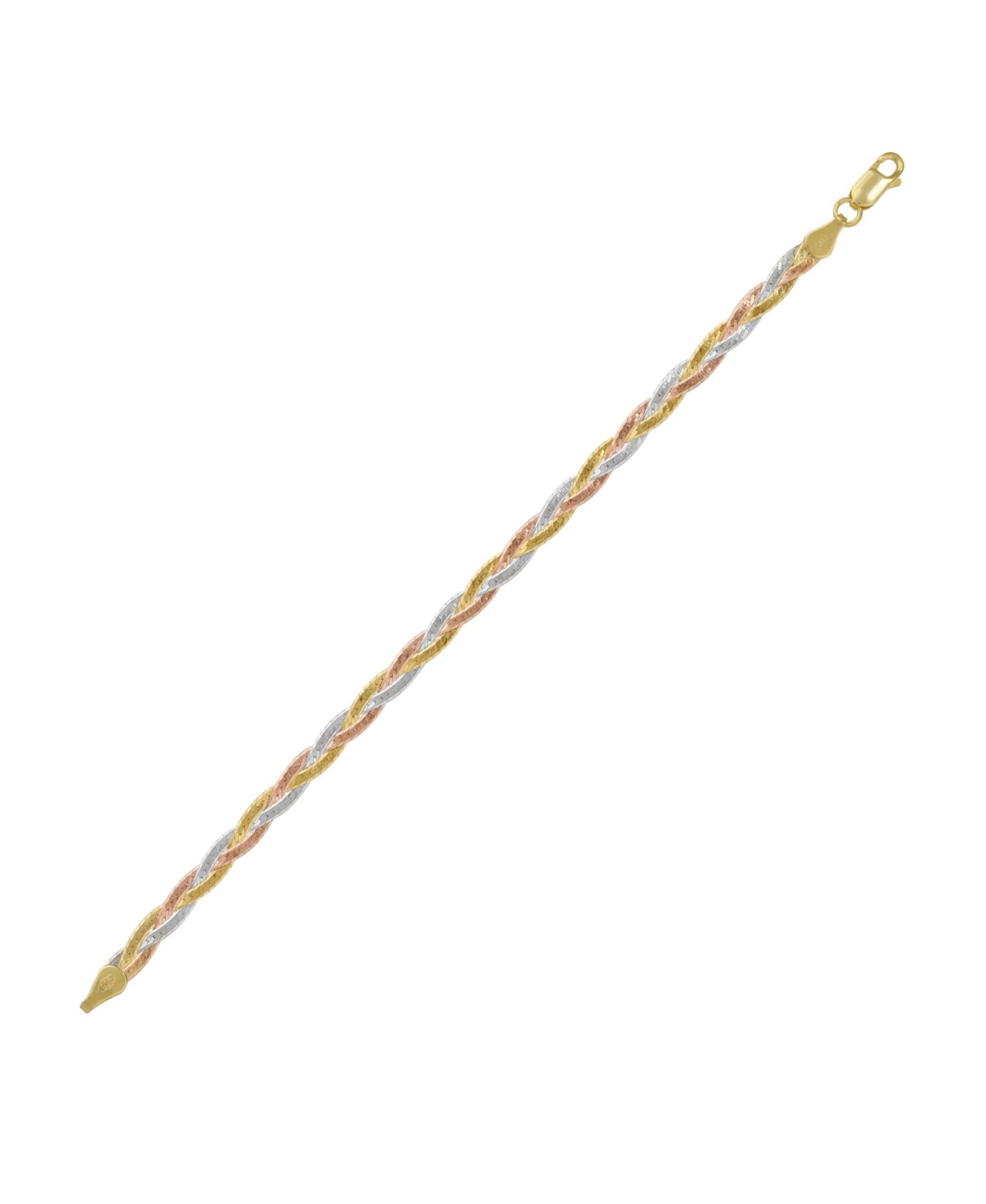 Gold Rose Gold and Silver Spiral Sterling Silver Flat Bracelet - Gold