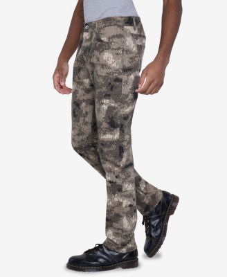 Men's Printed Denim Vertical Stitching Jeans