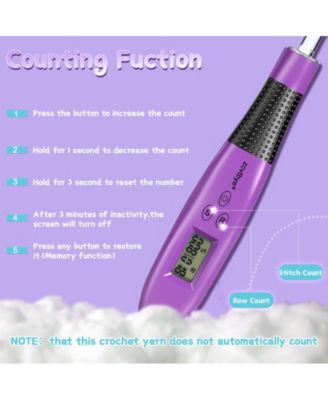 Rechargeable Lighted Crochet Hook Set with Stitch Counter, 24 Interchangeable Metal Heads, Ergonomic Handle – Gift for Knitters