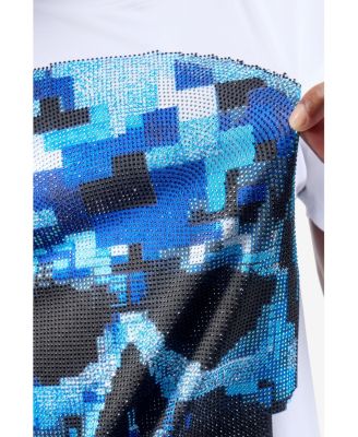 Men's Pixel Skull Rhinestone Crew T-Shirt