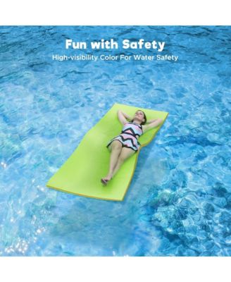Green Water Floating Mat Foam Pad, 7x3FT Bouncy Tear-Resistant XPE Foam