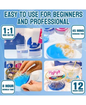 1.06 Gallon Epoxy Resin - Crystal Clear High Gloss Resin Kit, Easy 1:1 Mix, Art Resin for Craft, Wood Tabletop, Jewelry Making, Coating and Casting Resin with Silicone Stick