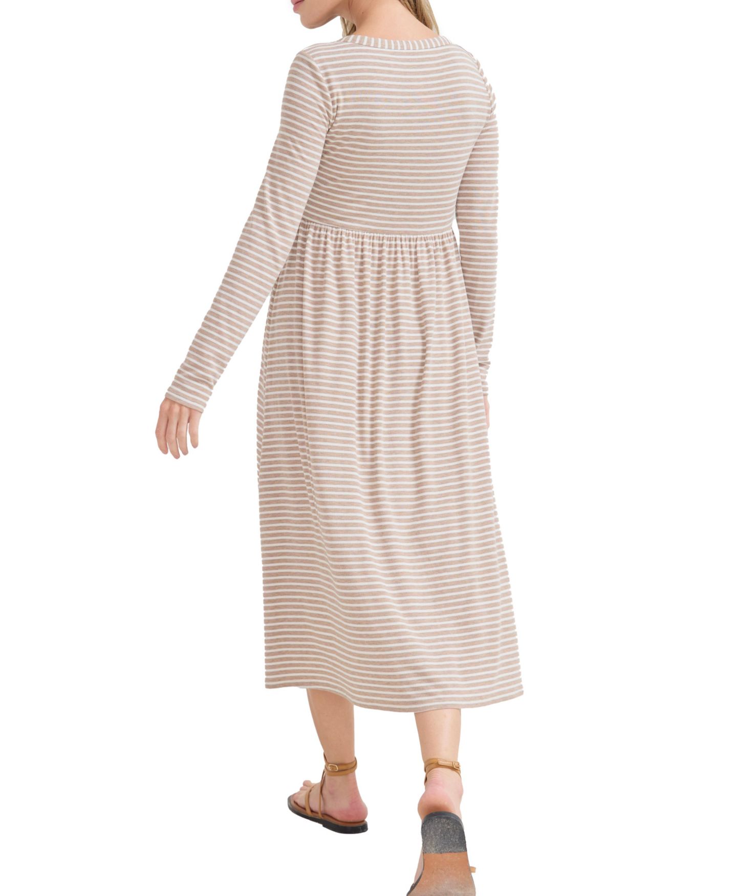 Женское платье HATCH Collection Maternity The Softest Rib Nursing Friendly, цвет: Слоновая кость полосатый — фото 3
