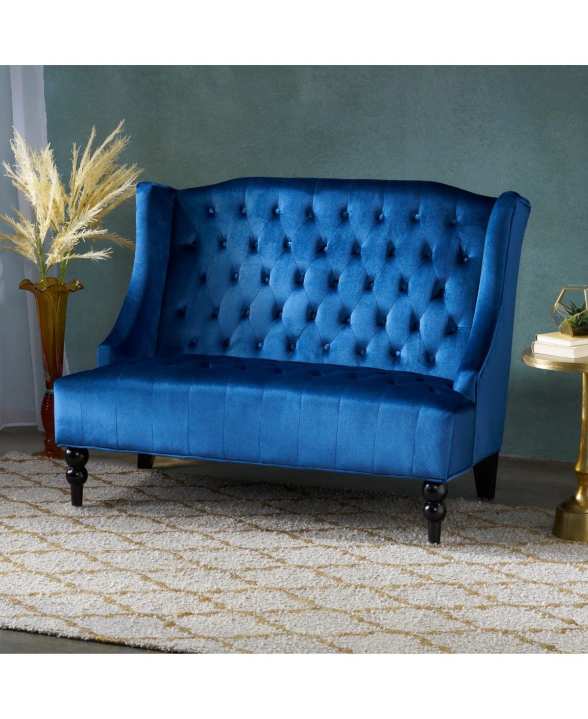 Streamdale Glam Velvet Loveseat Modern Wingback Design