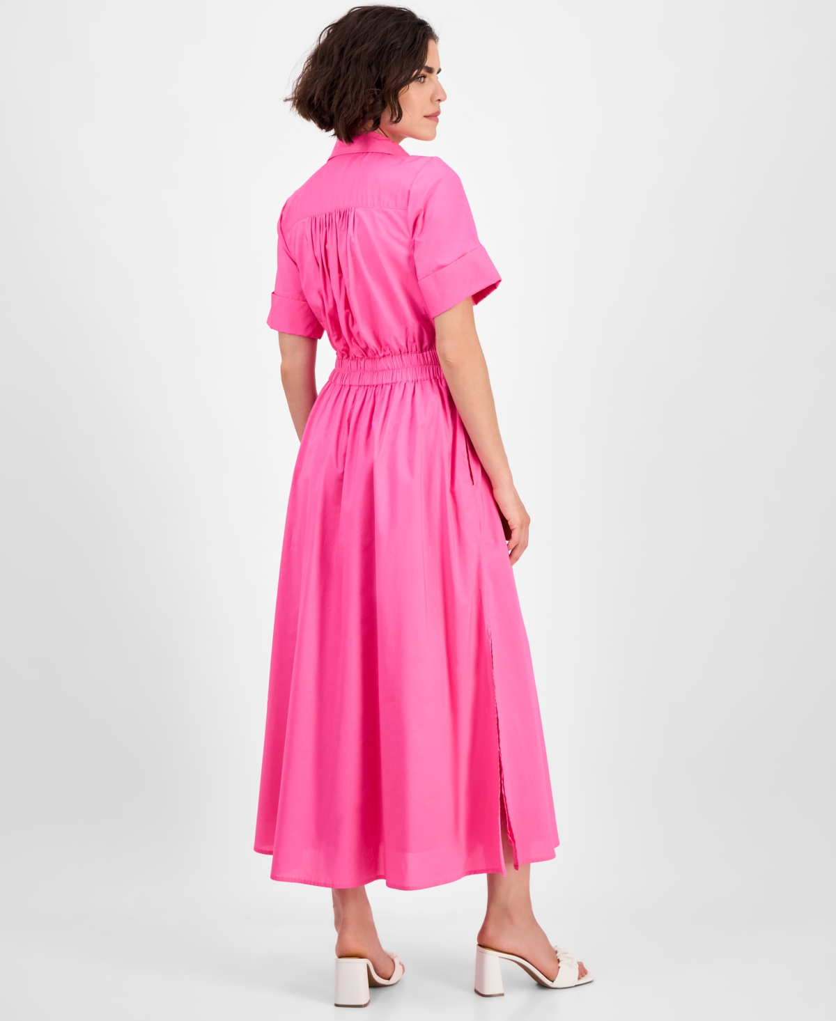 On 34th Women's Cotton Midi Shirtdress, Exclusively At Macy's In Pink