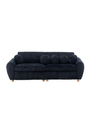 84" Black Corduroy Sofa Couch