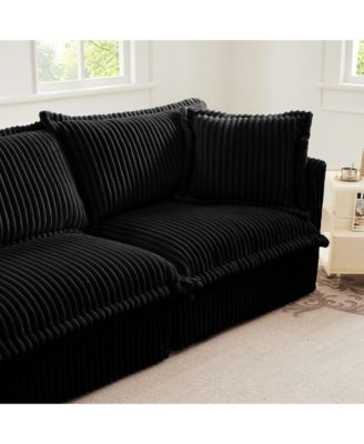 Black Corduroy Armchair Set with Pillows
