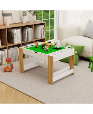 2-in-1 wooden Play Table with  Storage Compartments LEGO Compatibility Modern Activity Learning Table