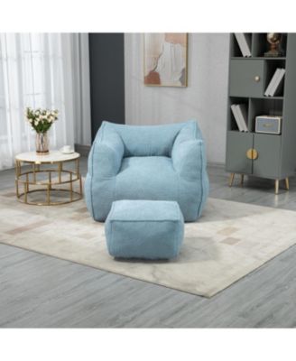 Durable Comfort Lounger: Bean Bag Sofa & Footstool Combo