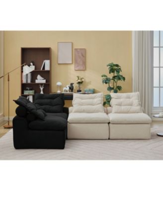 Streamdale Modular Sofa DIY, Corduroy, 4 Seats, No Armrests, Pillow-Back, Lumbar Pillow