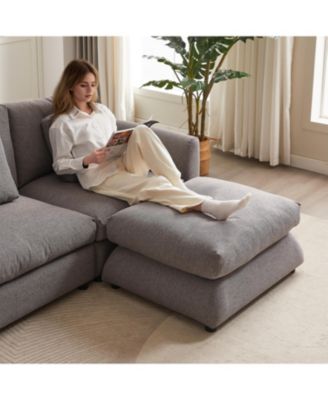 Streamdale 2 Pc Modular Sofa with Ottoman, Upholstery, Plastic Legs, Pillows & Cushions – Living Room Furniture