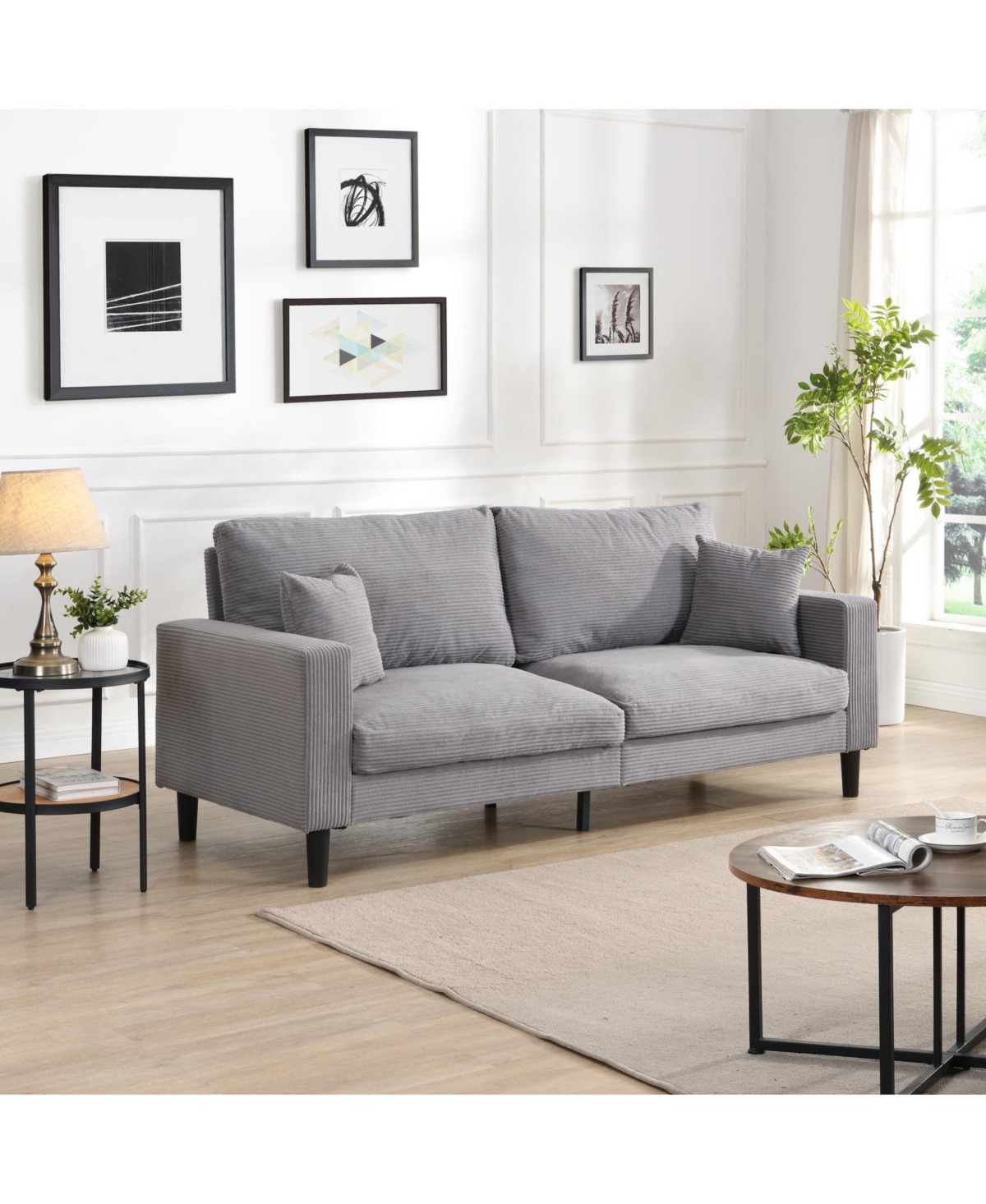Streamdale Furniture High-Resilience 3-Seater Sofa, Modern Upholstered Sofa