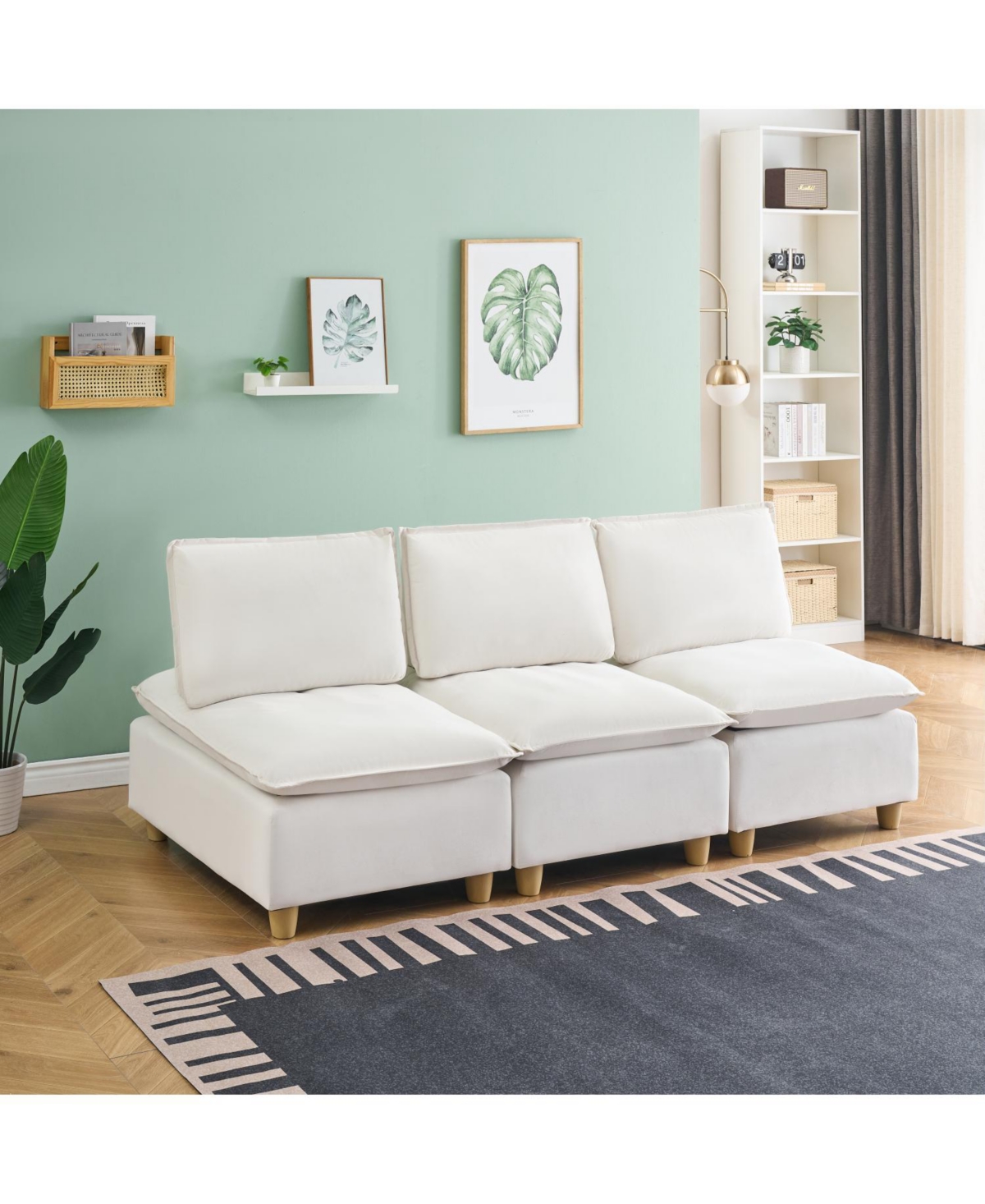 Streamdale Furniture Off-White Flannel 3-Seater Sofa: Modern Comfort in Living, Bedroom, Balcony