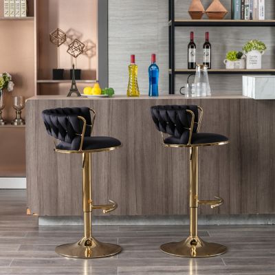 Adjustable Swivel Bar Stools with Chrome Base (Set of 2)