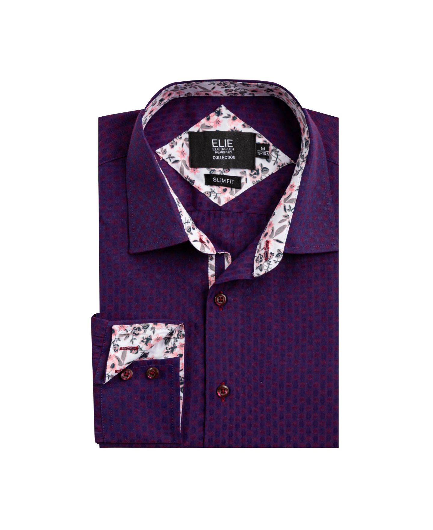 Рубашка Elie Balleh Wine Slim Fit Jacquard Dot Shirt для мальчиков, цвет: Винный — фото 1