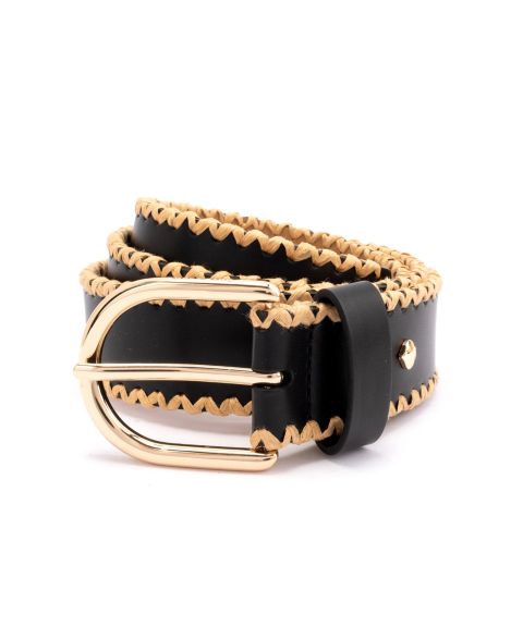 Женский ремень kate spade new york 35mm Straw Edge Belt, цвет: Чёрный