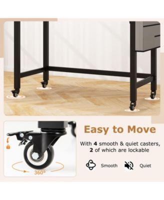 48 Inch Rolling Computer Desk with Metal Frame for Home Office