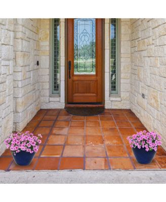 Chalet Outdoor/Indoor High-Fired Glazed UV- and Frost-Resistant Ceramic Planters with Drainage Holes - 2-Pack