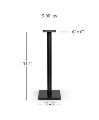 Floor Speaker Stands for Surround Sound and Bookshelf Speakers with Solid Construction, Adjustable Floor Spikes, Rubber Isolation Feet, Cable Management, Square Base - Matte Black/Pair (SS05S)