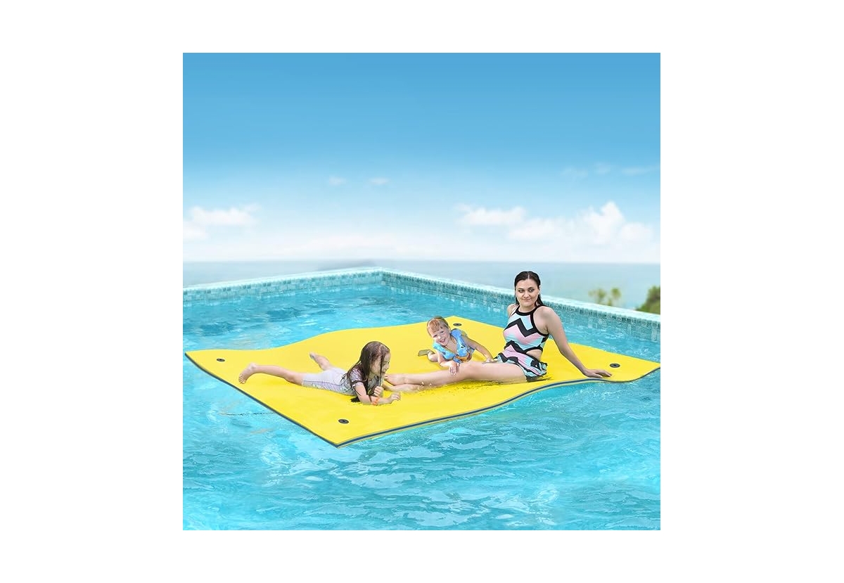 Yellow Water Floating Mat Foam Pad, 9x6FT Bouncy Tear-Resistant Xpe Foam