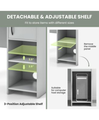 Home Office Desk with Raised Display Shelf and 2 Open Shelves
