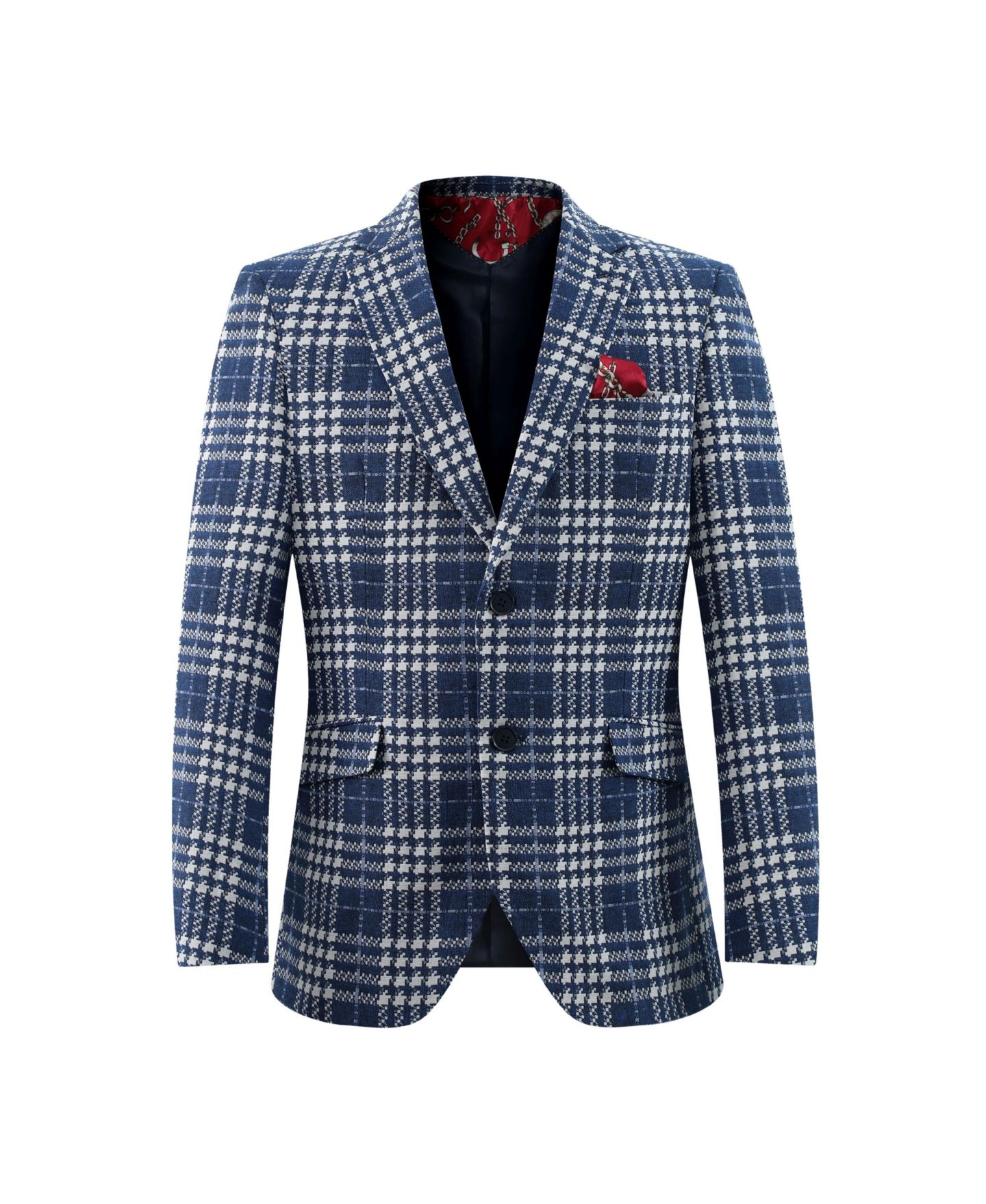 Пиджак Elie Balleh Slim Fit Buffalo Plaid Blazer для мальчиков, цвет: Тёмно-синий — фото 1