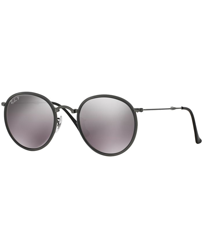 Ray-Ban Polarized Sunglasses, RB3517 ROUND FOLDING & Reviews - Sunglasses  by Sunglass Hut - Men - Macy's