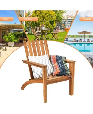 Patio Lounge Chair Outdoor Wooden Adirondack Chair  w/ Armrest