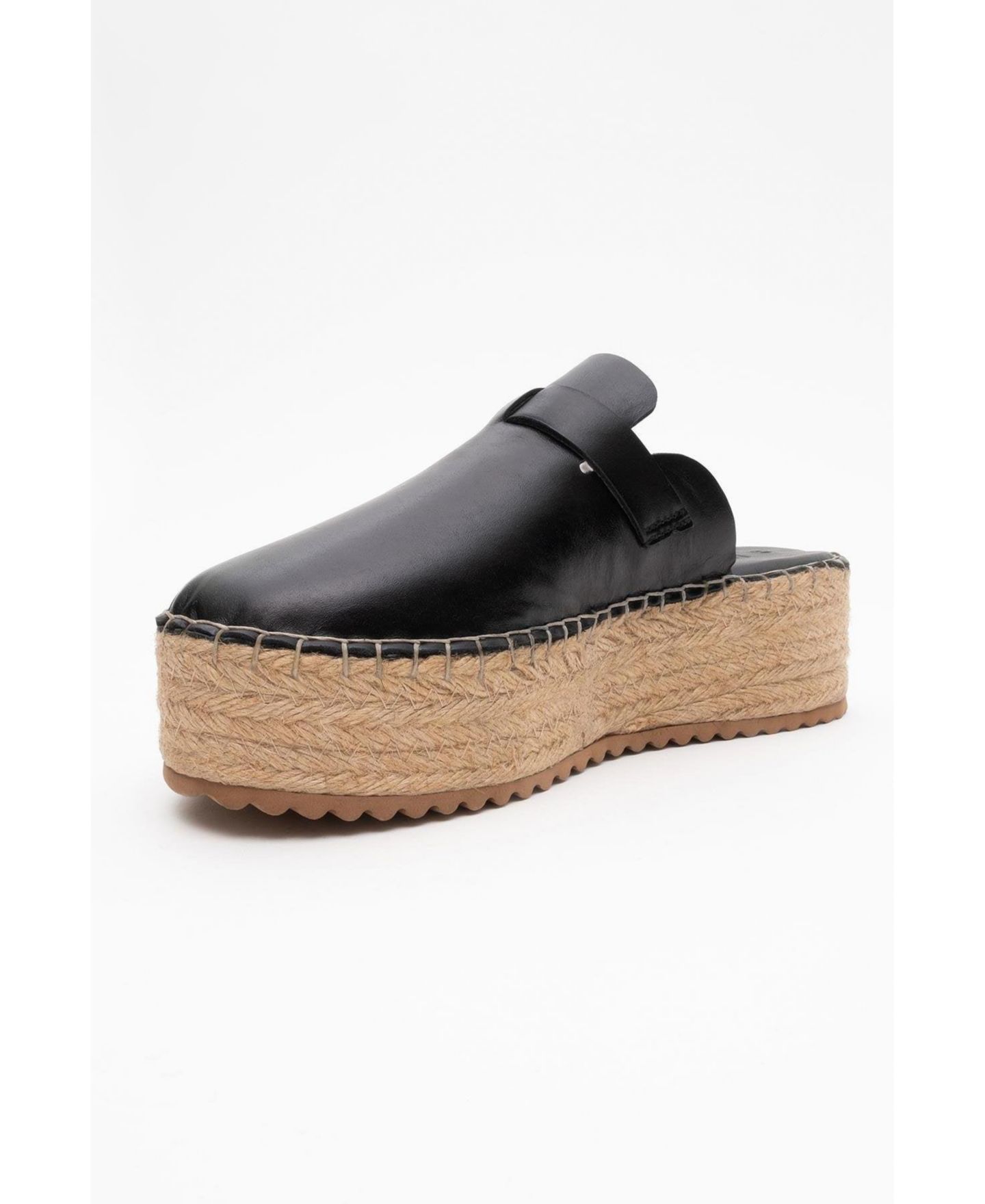 Женские сабо Forever & Always Shoes Novas Leather Platform Espadrille Mule (Women), цвет: Чёрный кожаный — фото 4