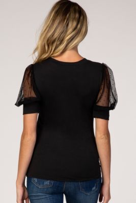 Maternity Black Mesh Sleeve Top