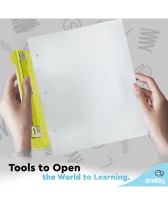 3 Hole Punch Pink, Portable Hole Puncher for 3 Ring Binder, 3 Sheets Capacity, Removable Chip Tray, 10” Ruler for School, Office, 1 Pc-by Enday