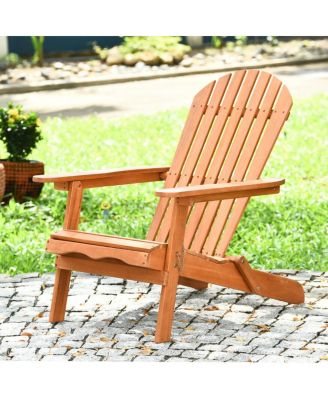 Eucalyptus Adirondack Chair Foldable Outdoor Wood Lounger Chair