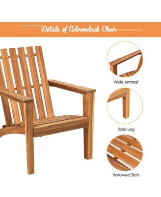 4PCS Outdoor Wooden Adirondack Chair Patio Lounge Chair w/ Armrest