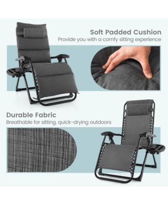 Zero Gravity Chair Folding Recliner Lounge Chair w/ Cushion Cup Holder