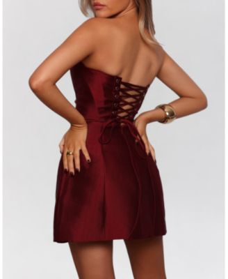 Women's Strapless Sheen Corset Mini Dress