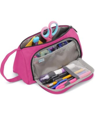 Big Capacity Pencil Case, 3 Compartments Pencil Bags with Zipper, Large Capacity Pencil Pouch, Cute Pencil Case Organizer, Zipper Pencil Pouches, Pink