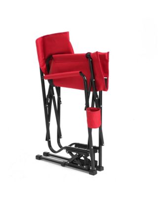 Outdoor Freestyle Rocker Camping Chair Portable Folding Rocking Chair with Solid, Durable Armrests, Drink Holder & Comfortable Backrest -Grey