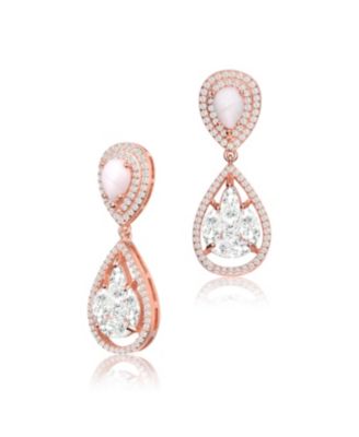 18K Rose Gold Plating with Clear Cubic Zirconia & HowLite Formal Drop Earrings